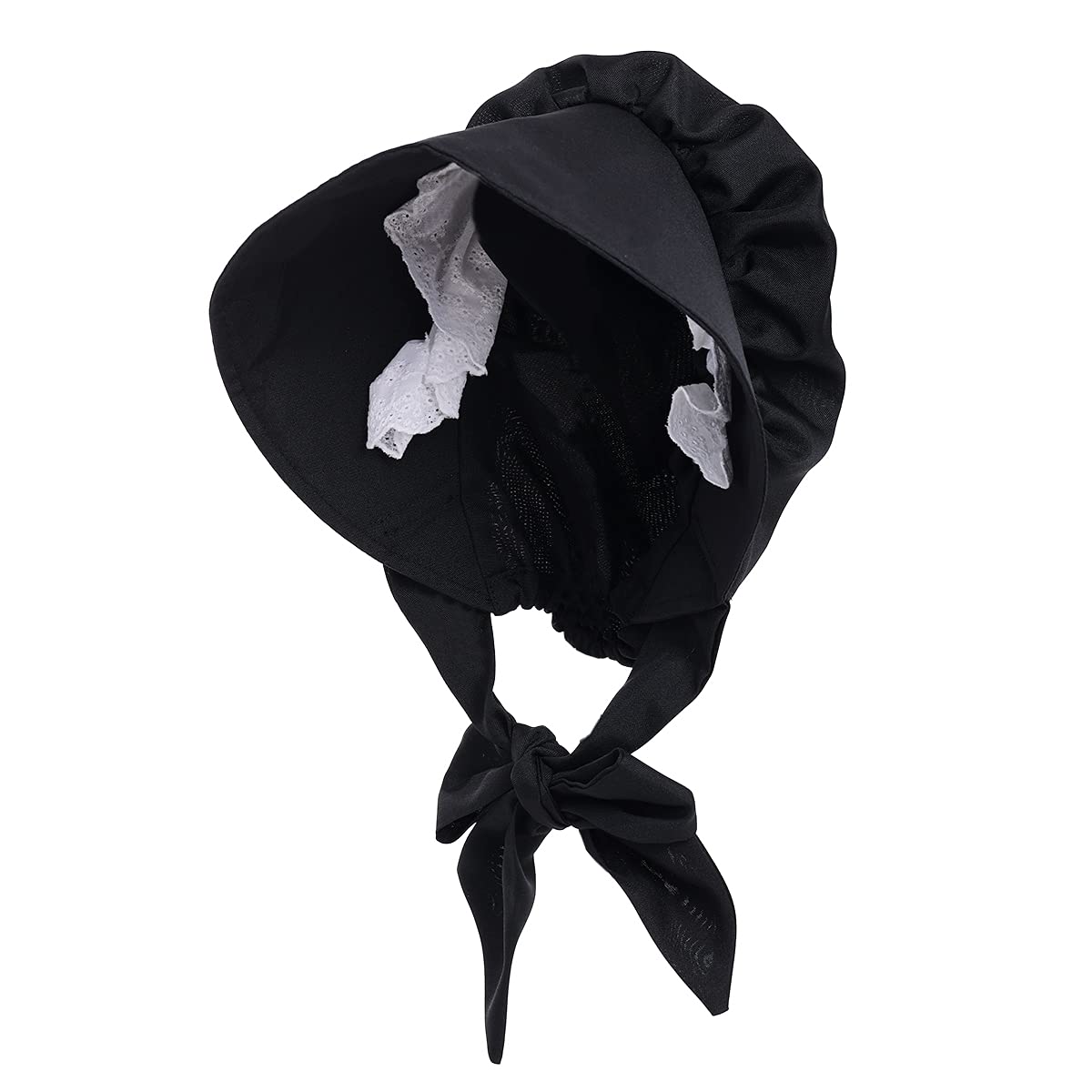 COSDREAMER Women's Victorian Oversized Bonnet - Pioneer Colonial Pilgrim Style (Black) — image 1