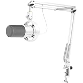 FIFINE AmpliTank K688CTW Dynamic Microphone with Boom Arm, XLR/USB Mic | Studio Vocal Podcast Mic Kit for PC, with Mute Button, Volume Knob, Headphone Jack, for Streaming Recording, White