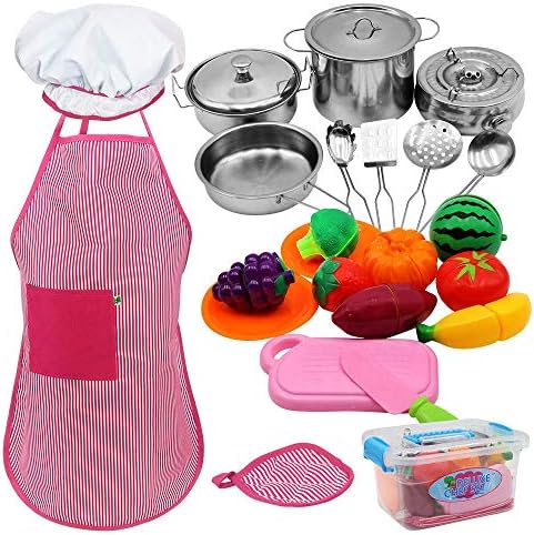 Kitchen Toys,25 Pcs Pretend Play Cook Accessories With Stainless