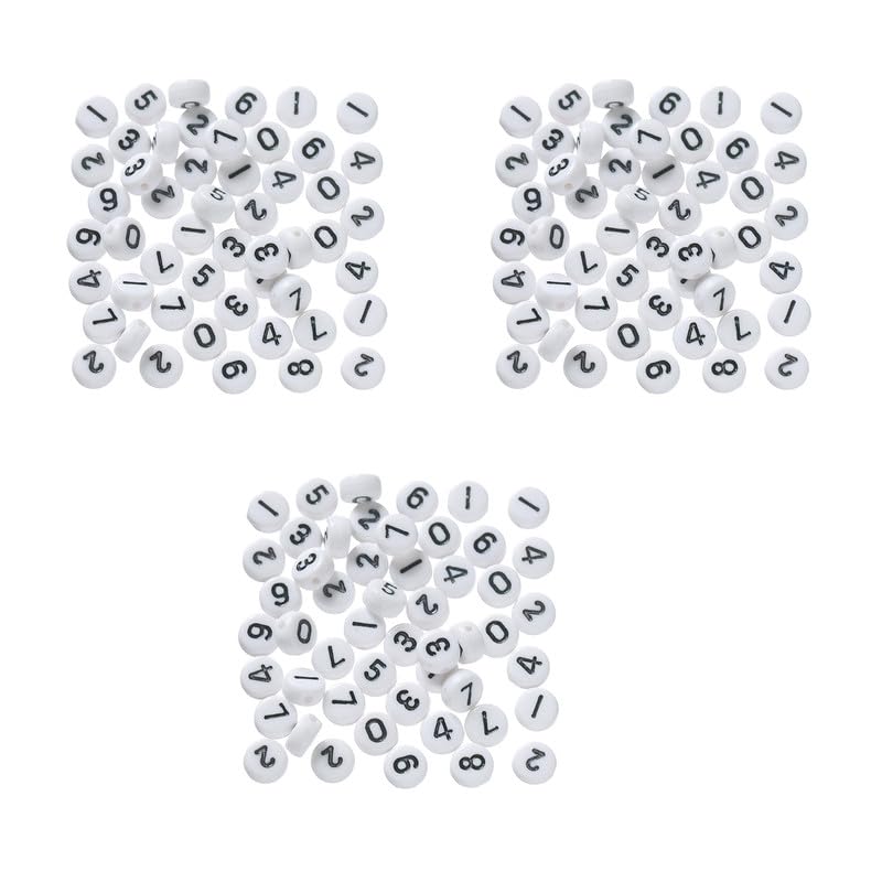 Vokenforu 3 Packs Number Beads Kit, 7 * 4mm Acrylic Round Number Beads for DIY Jewelry Making, Adults