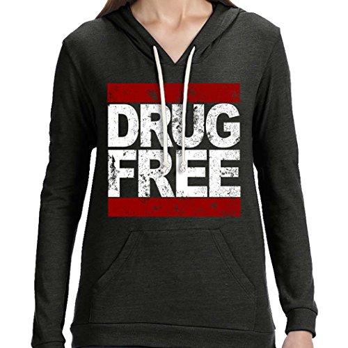 New Womens Frosty Tees Drug Free Logo White & Red Se Straight Edge Punk Rock Alternative Apparel Hoodie Black L