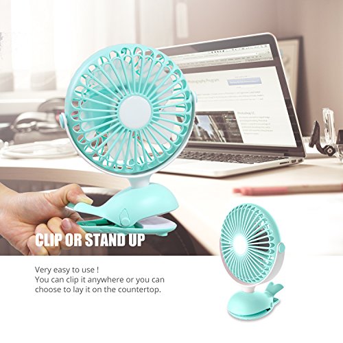 Clip Fan Portable Mini USB - Battery Operated Fan Silent Desk Fan, 360 Rotation, Rechargeable Battery Powered Fan, Small Cooling Quiet for Stroller, Bedroom, Office, Woman, Kids, Travel