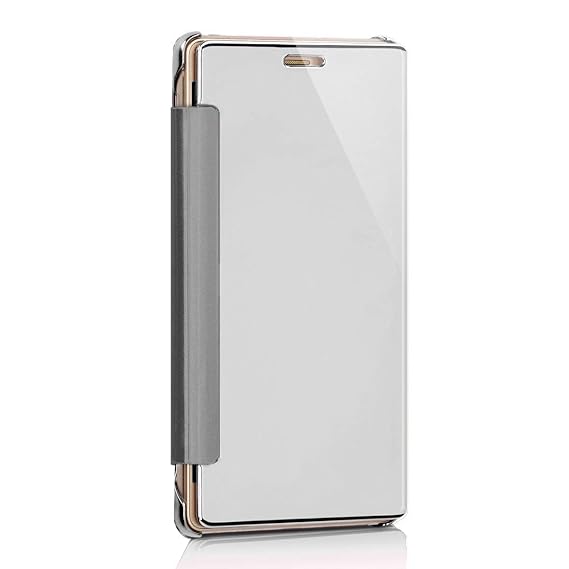 Felfy Kompatibel mit iPhone SE / 5S / 5 Spiegel Schutzhülle Handyhüllen PU Leder Mirror Clear View PU Leder Flip Case Kunstle