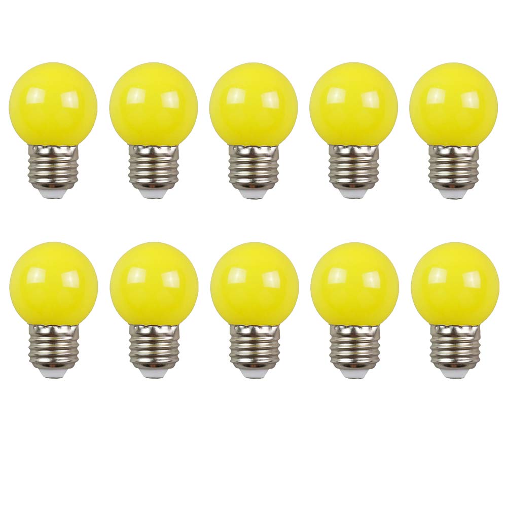 10 Pack E27 G45 2W Screw Cap Coloured LED Light Bulbs Festoon Party Lights for Indoor Outdoor Use