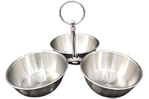 IEUDNS Condiment Serving Bowl, 3 Section Serving Dishes, Divided Serving Tray, Snack Stand with Bowls for Nuts, Sauce, Condim