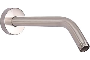 HarJue Shower Arm with Flange and Teflon Tape, Wall Mounted Shower Pipe 304 Stainless Steel Extension Arm for Fixed Shower Head & Handheld (8 Inch, Brushed Nickel)