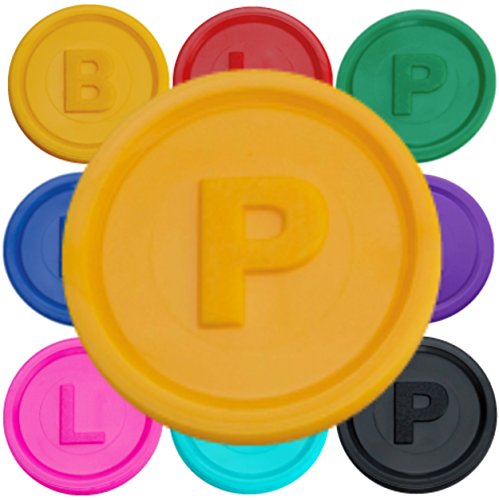 100 Token Yellow P Bottle Bill Game Tokens Container Deposit Pledge Learning Counting Counters Refund Coins Chips available with Letters B, P, or L and many different colours