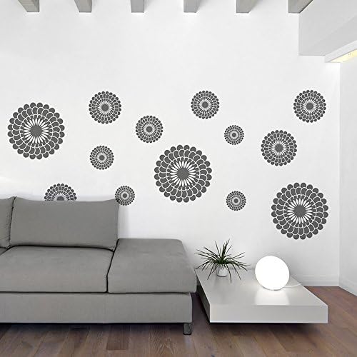 Amazon Com Gris Flores Pared Vinilo Calcomania Decorativo Para