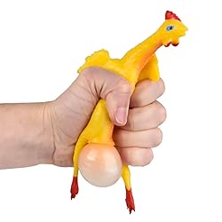 2 Large 7" Egg Laying Stretchy Rubber Chicken That