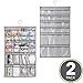 mDesign Soft Fabric Over Rod Hanging Storage Organizer with 48 Pockets for Child/Baby Room, Nursery, Playroom - Metal Hooks Included - Textured Print - 2 Pack - Gray
