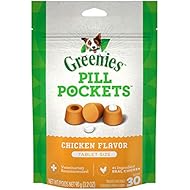 GREENIES PILL POCKETS Tablet Size Natural Dog Treats Chicken Flavor, 3.2 oz. Pack (30 Treats)