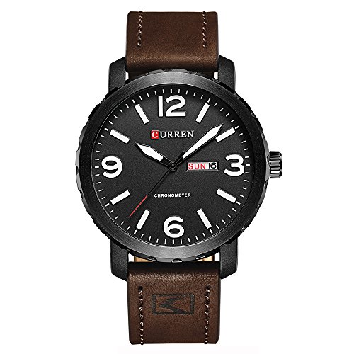 Reloj de Pulsera para Hombre Curren Militray Sport de Cuarzo, Resistente al Agua, de Cuero