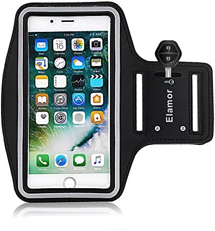 Elamor Universal Sports Running Armband with Key Holder for iPhone, Samsung Galaxy, Less Than 6 inch (Black)