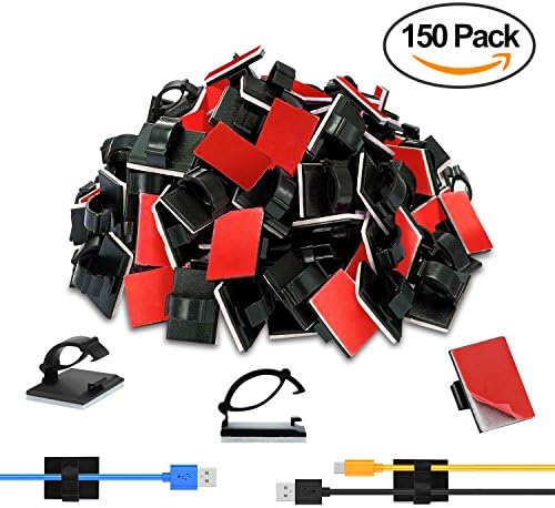 150 Pack Cable Clips Upgraded Adhesive Sticker LeHom Self Adhesive Cord Holder Cable Cord Management Wire Holder System Wire Clips Organizer Cable, Upgraded Anti-fall Sticker