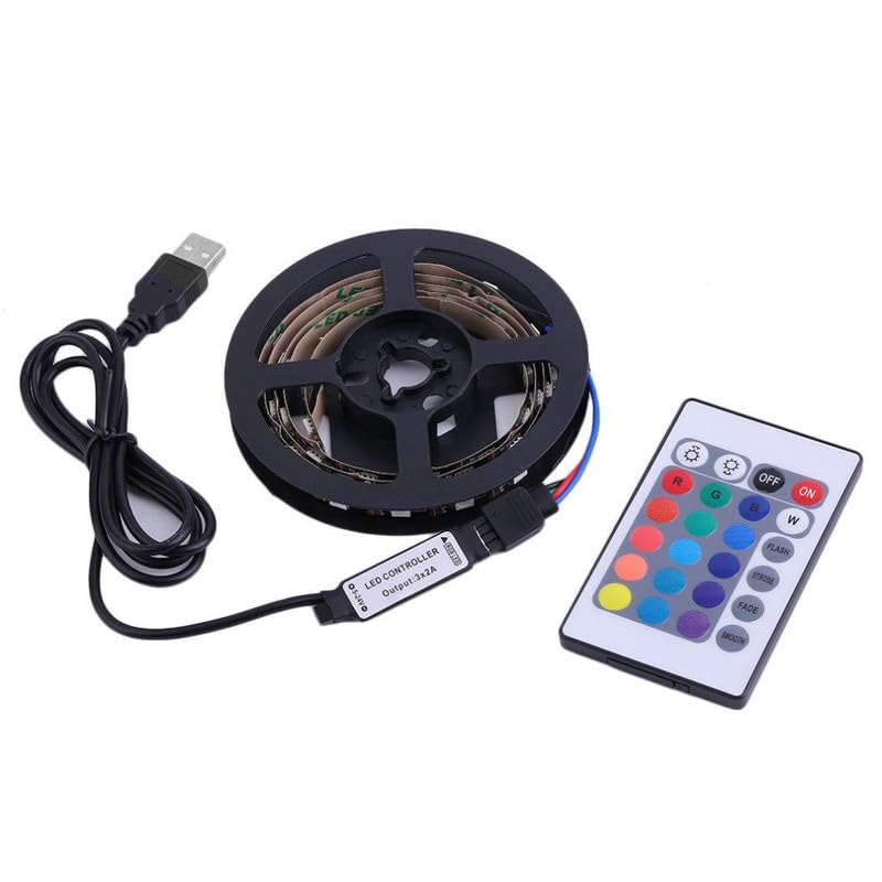 BARGAIN4ALL USB LED Strip Lights Waterproof Remote Control Multicolor 16 Colours of RGB 5050 Light, Bright for Home, TV Backlight, Kitchen, Ceiling, Office or Festival Decoration (2M)