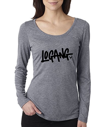 New Way 758 - Women's Long Sleeve T-Shirt Logang Logan Paul Maverick Savage 2XL Heather Grey