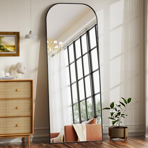51hSdRhYilL Beautypeak 142X52 Cm Minimalistische Rahmen Standspiegel, Ganzkörperspiegel Zur Wandmontage Oder Freistehend, Bruchsichere Linse, Großer Wandspiegel Für Schlafzimmer, Flur, Wohnzimmer Schwarz