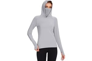 BASSDASH Women’s UPF 50+ Sun Protection Hoodie with Face Mask Neck Gaiter Breathable Long Sleeve Shirt for Hiking Fishing