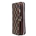 iPhone 6+ Case, iPhone 6s Plus Wallet, Inside Cover Can Be Removed From Wallet, With Multi Card Holders, Hand Strap, Brown Checker, For Men Guys, Premium High Quality, Multipurpose Bag, Classy Design