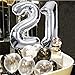 21st Birthday Decorations,21st Birthday Party Supplies Include 89Pcs Silver Number 21 Balloons Banners Hanging Swirls Paper Pompoms Pentagram Balloons Multicolored Balloons for Girls Boys Women Men
