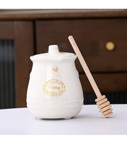 Young's Inc. Ceramic Honey Jar With Wooden Honey Dipper - Farmhouse Kitchen Decor - Tea Accessories : Buy Online At Best Price In KSA - Souq Is Now - View #4