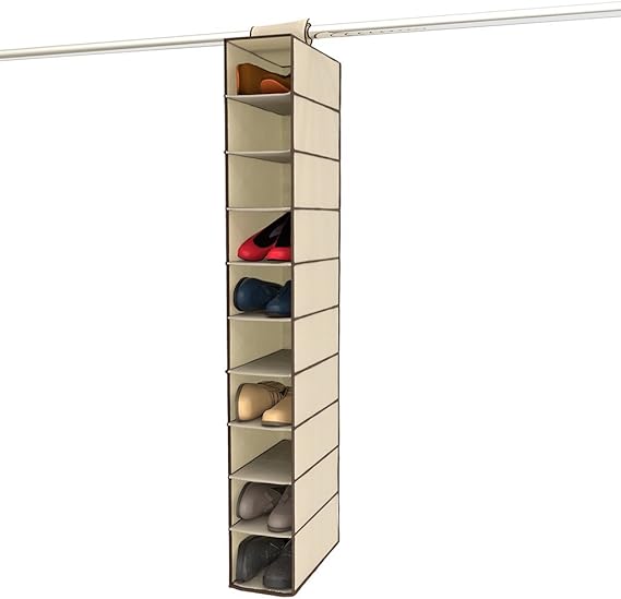Ziz Home Hanging Shoe Organizer for Closet, 10 Shelf