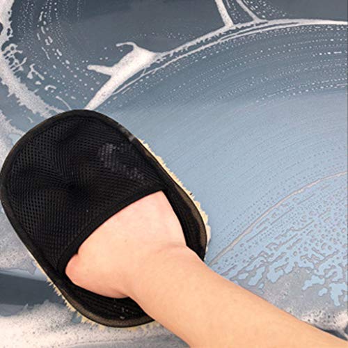 COM1950s Car Cleaning Towel Glove Wash Magic Care Cleaning Towel Microfiber Sponge Pad Brush Glass Cleaner Cloth Care Tool Glove (Black, D)