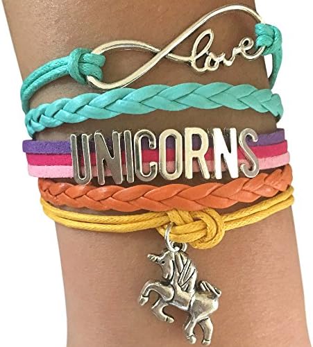 BAE Icons Infinity UNICORNS Bracelet Gift for Girls, UNICORN Jewelry, Unicorn gift, Infinity Bracelet Unicorn Charm, Birthday Gift for girls, Gift Boxed(Bright Rainbow)