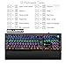 Dollermy Mechanical Gaming Keyboard with104 Keys, Blue Switches Rainbow LED Illuminated Backlit Anti-ghosting Keys,Detachable Palm and Wrist Rest Holder