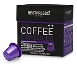 Nespresso Compatible Gourmet Coffee Capsules- 20 Pod Intenso Blend (High Intensity) - for Original Line Nespresso Machine -Bestpresso Brand -Certified Genuine Espresso-60 Days Satisfaction Guarantee