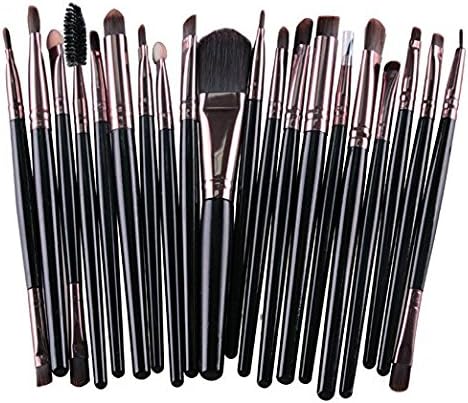 Kolight 20pcs Cosmetic Makeup Brushes Set Eyeshadow Lip Brush for Beautiful Female (Black+Coffee)