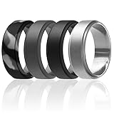 ROQ Silicone Rubber Wedding Ring for Men, Comfort
