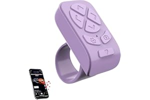 BLESO - Bluetooth Scrolling Ring Remote for TikTok,Kindle,ins Short Video& More – Page Turner & Phone Scroller for iPhone, iPad, Android – Fingertip Wireless Remote Control (Purple)