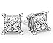 14K Gold Posts & Sterling Silver Princess Cut CZ Stud Earrings w/Pure Brilliance Zirconia, 1.50-4.00ctw