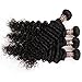 Deep Wave Hair Bundles with Frontal (14 16 18+12 inch) Ali Funmi Peruvian Human Hair Bundles Unprocessed Deep Wave Virgin Hair 3 Bundles with 13x4 Lace Frontal Human Hair Extensions Natural Black
