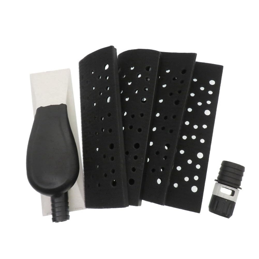Ginobili 200 X 70mm Sanding Block Vacuum Hand Sander Sponge Pad Dust Free Black with 4 Pcs Replacement Pad for Wood Polishing Car