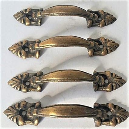 4 Antique Style Unique French Cabinet Drawer Pull Handles 3 1 2
