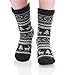 Dosoni Women's Super Warm Deer Fleece Lining Knit Christmas Knee Highs Stockings Slipper Socks (Black)