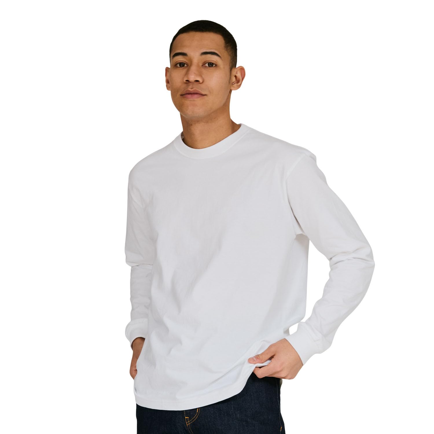 ヘインズ Hanes ロングスリーブ Tシャツ BEEFY-T 綿100%  H5186 メンズ ホワイト  日本サイズM相当の商品画像