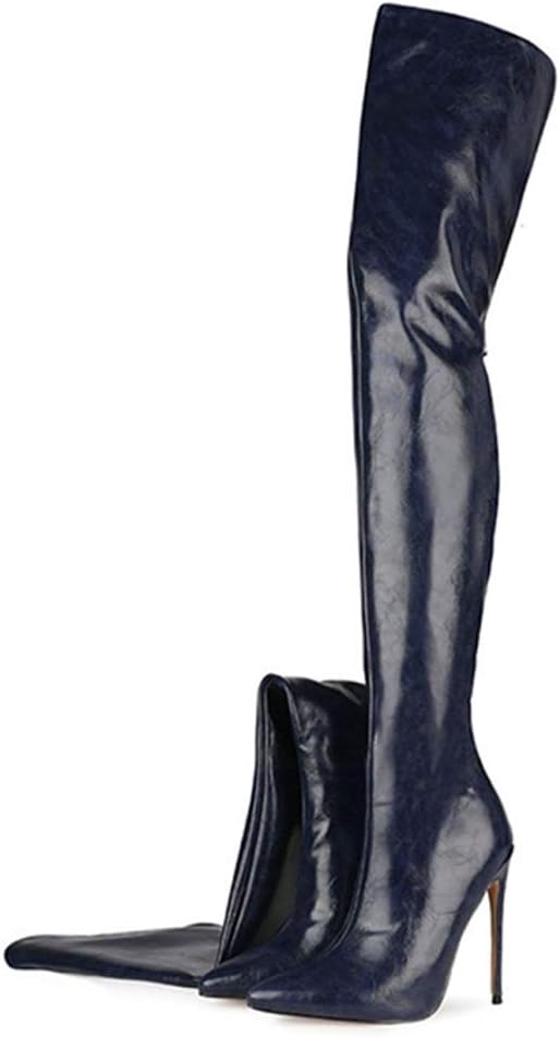 Amazon Co Jp 先のとがったつま先の長いブーツが付いている女性のニーハイブーツ 結婚式 のパーティーのためのセクシーなスティレットシックなスタイルのブーツが付いている膝上ブーツ 結婚式のパーティーパーティークラブダンスシューズ ホーム キッチン