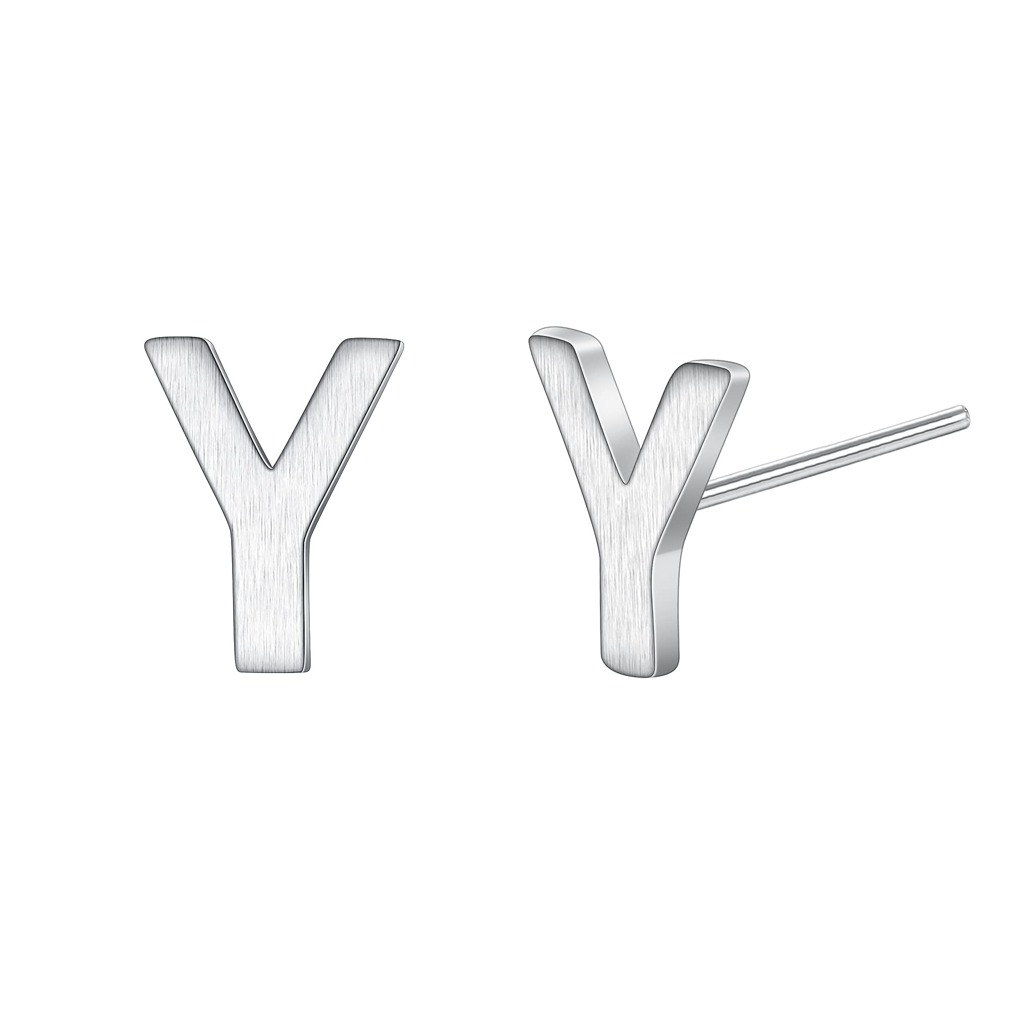 925 Sterling Silver Initial Letter Y Earrings for Women Girls Teens Boy Men, Alphabet A-Z Tiny Stud Earrings Minimalist Jewelry