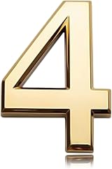 Acehome 3 Inch Front Door Numbers 4pcs Gold 3D Self Adhesive Sign Chrome ABS