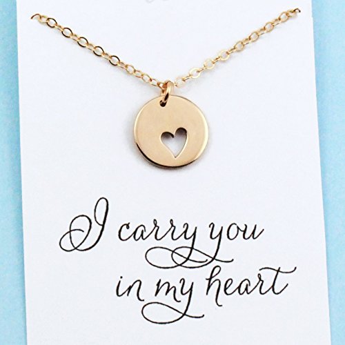 I carry your heart in mine • remembrance charm necklace • 14k…