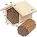 Rivajam Mason Bee House 2023 Design Wax Coated Nesting Bee Box | 95 Cardboard Mason Bee Tubes PLUS 95 Bee Nesting Paper Inserts Tube Liners | Leafcutter Solitary Mason Bee Houses for Pollinating Bees