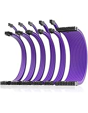 Asiahorse Power Supply Sleeved Cable for Power Supply Extension Cable Wire Kit 1x24-PIN/ 2x8-PIN (4+4) M/B,3x8-PIN (6+2) PCI-E 30cm Length with Combs(PUEPLE-6KIT)