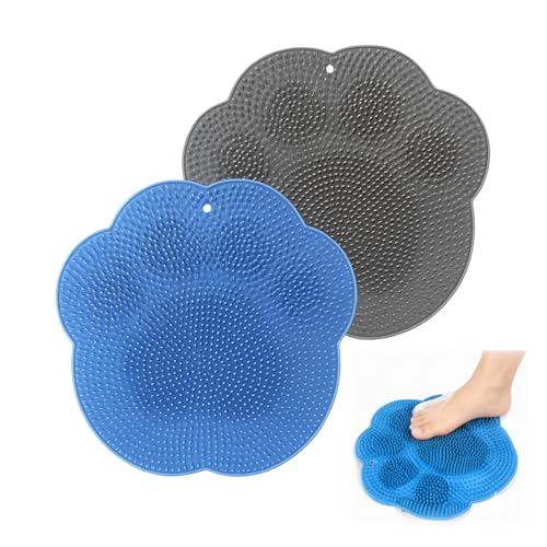 Shower Foot Scrubber Mat – Silicone Foot Brush with Non-Slip Suction Cups, Exfoliating & Massage Pad for Feet and Back Cleaning, Refreshing Shower Experience (2-Pack)