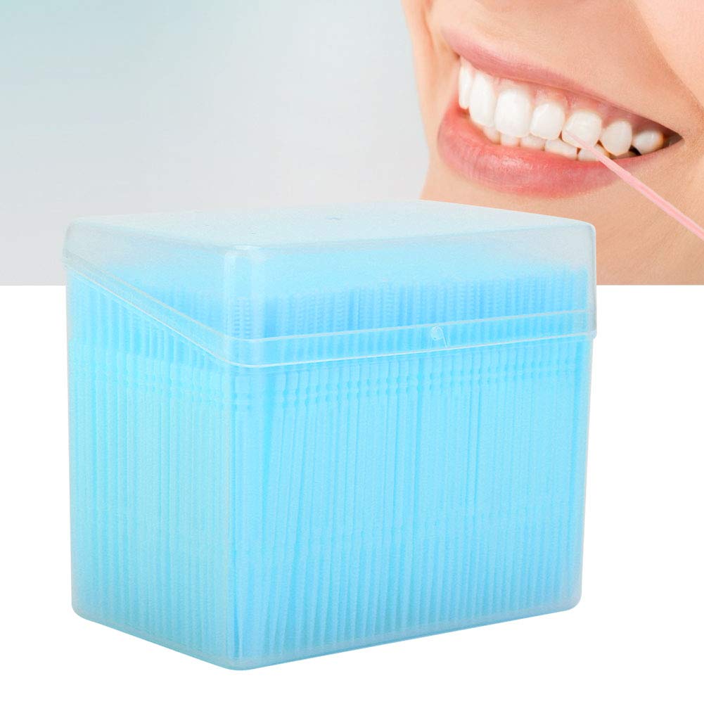 Portable Toothpicks, 1100 Pieces/Box Double Head Toothpicks for Cleaning Teeth (Blue)