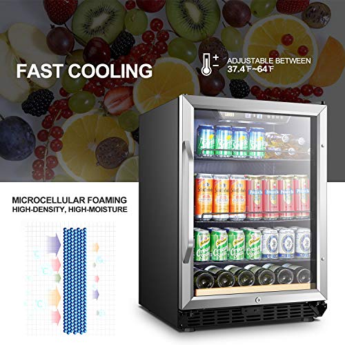 image for LANBO Beverage Cooler Refrigerator, 110 Cans 6 Bottles Built-in Compre