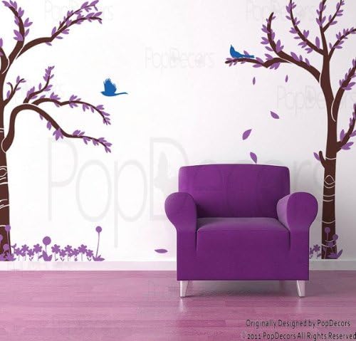 PopDecors - Love Twin Tree - Custom Beautiful Tree Wall Decals for Kids Rooms Teen Girls Boys Wallpaper Murals Sticker Wall Stickers Nursery Decor Nursery Decals