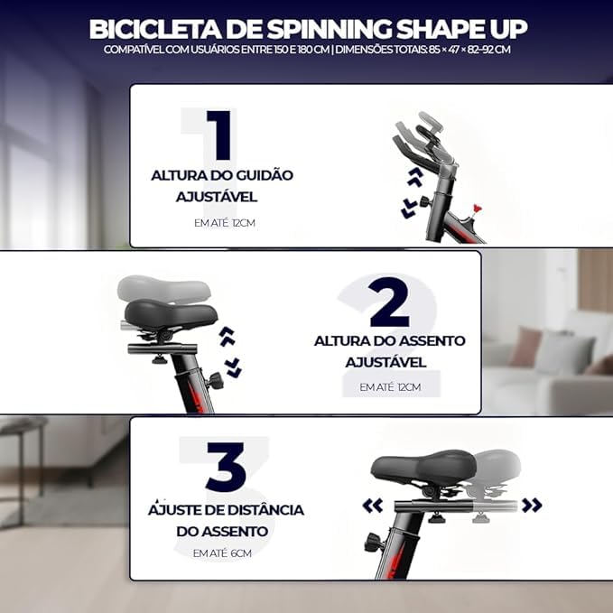 VINCS Bicicleta Ergométrica Bike Spinning Silenciosa Premium p/Casa Academia | Fitness, Emagrecimento e Cardio | Assento Ajustável, Painel Monitor, Regulagem de Carga, Design Confortável Bike Ergometrica